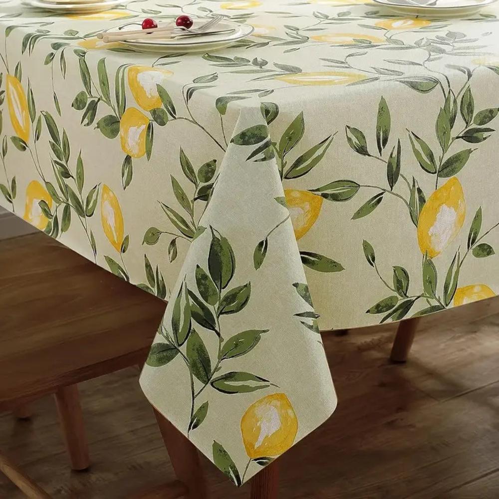 Lemon Leaf PVC Tablecloth for Indoor and Outdoor Use