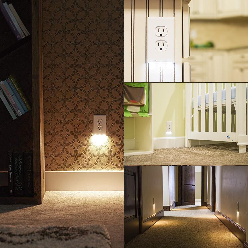LED Night Light Outlet Wall Plate with Light Sensor