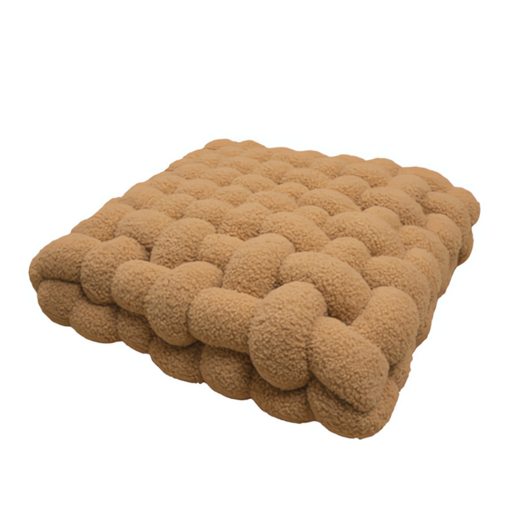 Plush Woven Knot Boucle Cushion in Soft Lamb Velvet