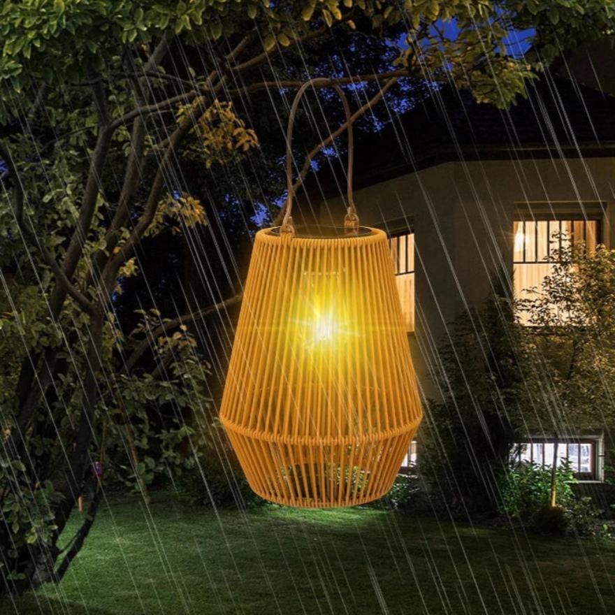 Handwoven Solar-Powered Waterproof Garden Lamps