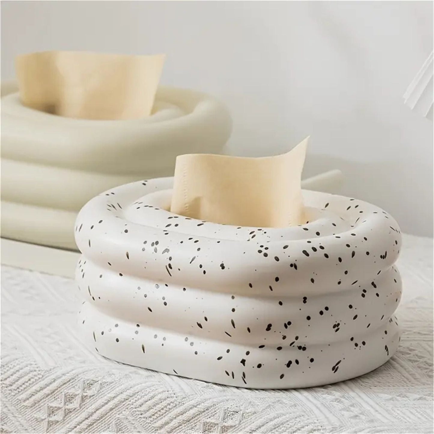 Lustre Ceramic Tissue Box with Wind Ring Design