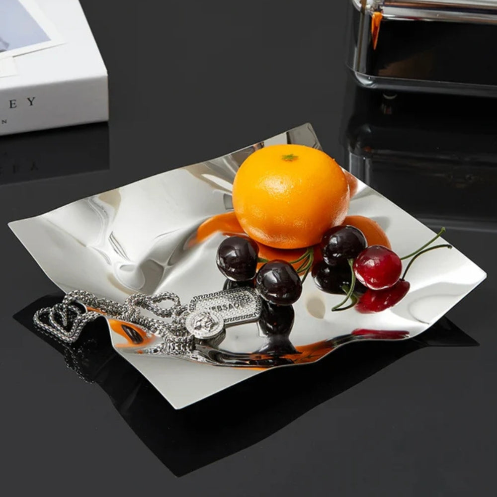 Wrinkled Stainless Steel Decorative Tray