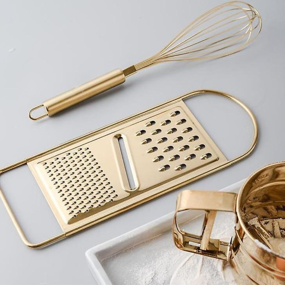 Golden Stainless Steel Grater with Three Grating Surfaces