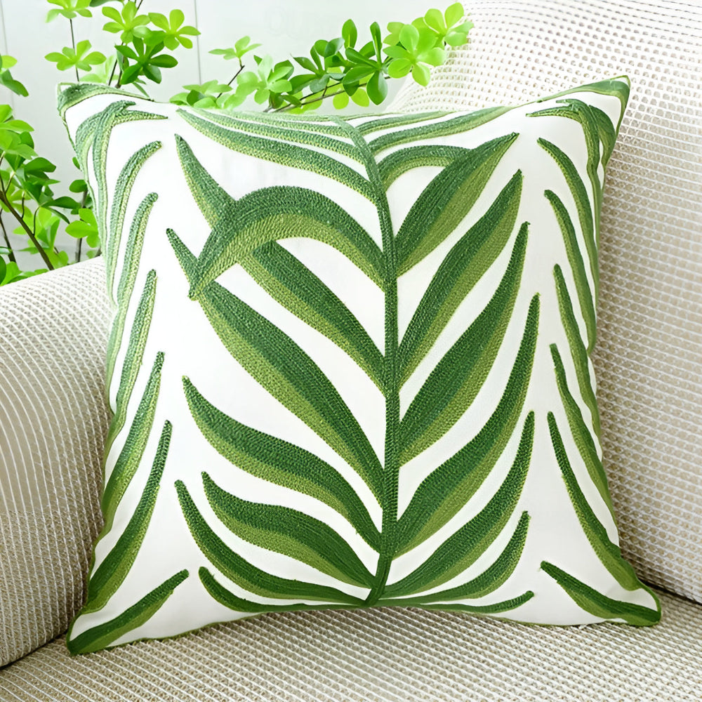 Leaf Pattern Microfiber Cushion Cover