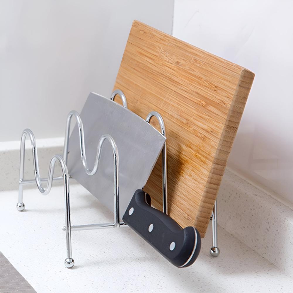 Multi-Layer Chrome Pot Lid and Plate Organizer