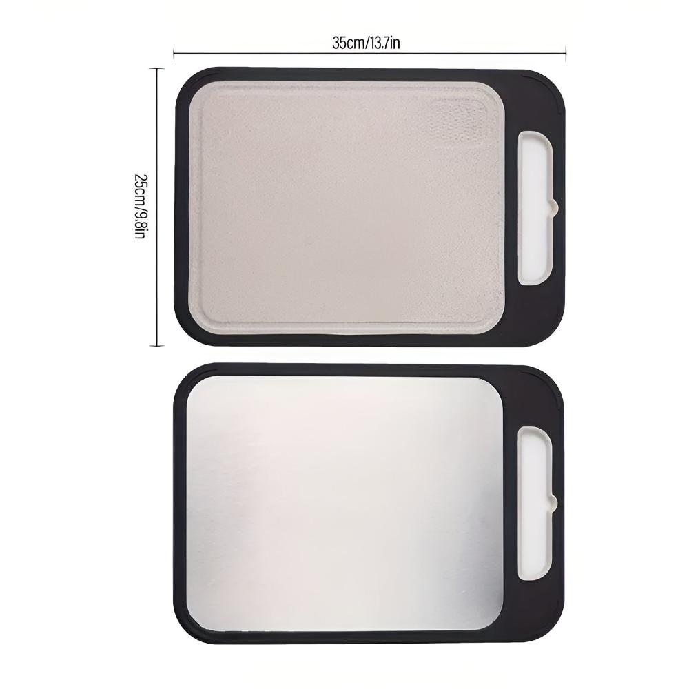 Reversible Stainless Steel Cutting Board with Garlic Grinder