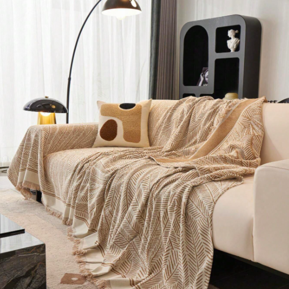 Leaf Pattern Chenille Sofa Cover
