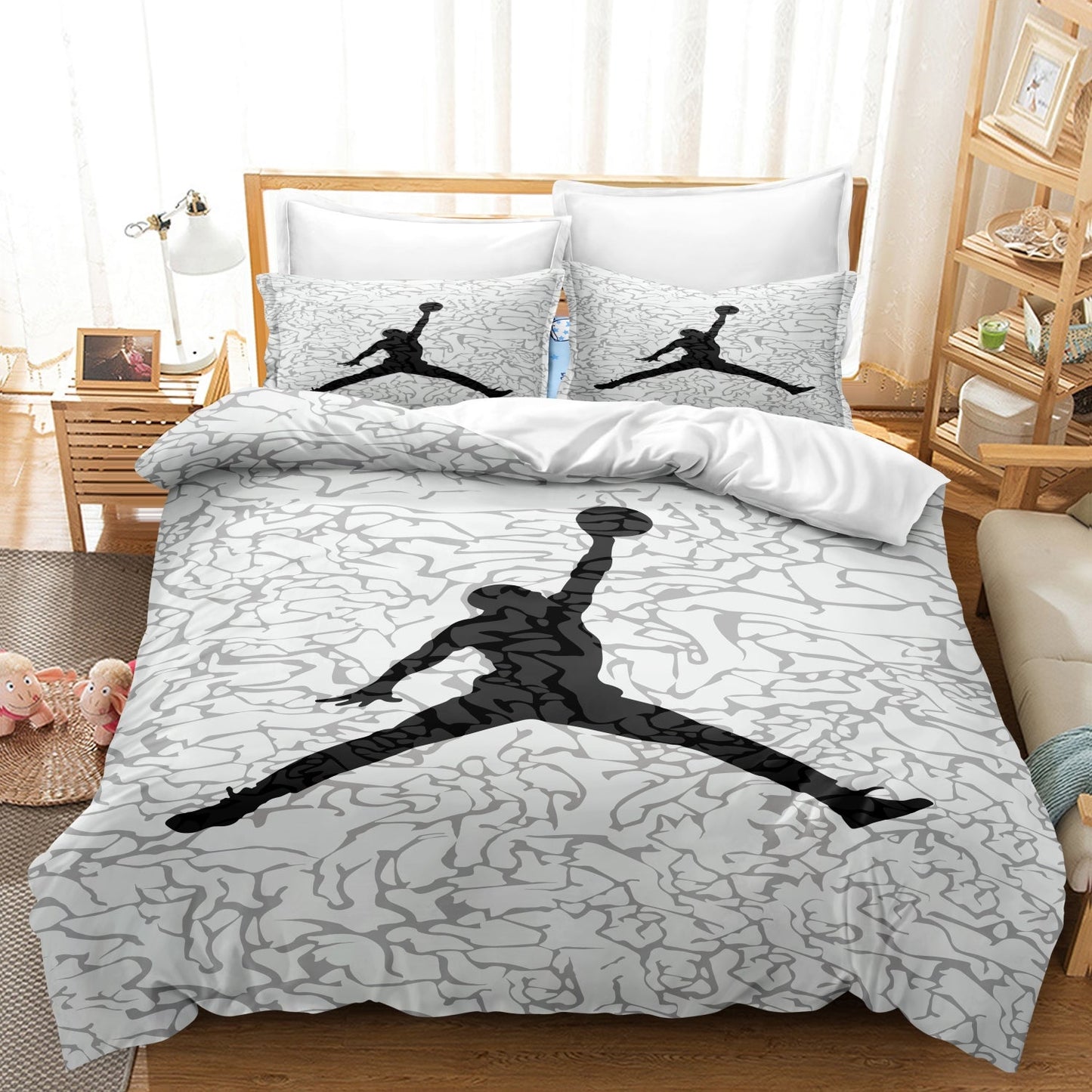 Sporty Basketball Duvet Cover Set with Soft Fabric and Pillowcases