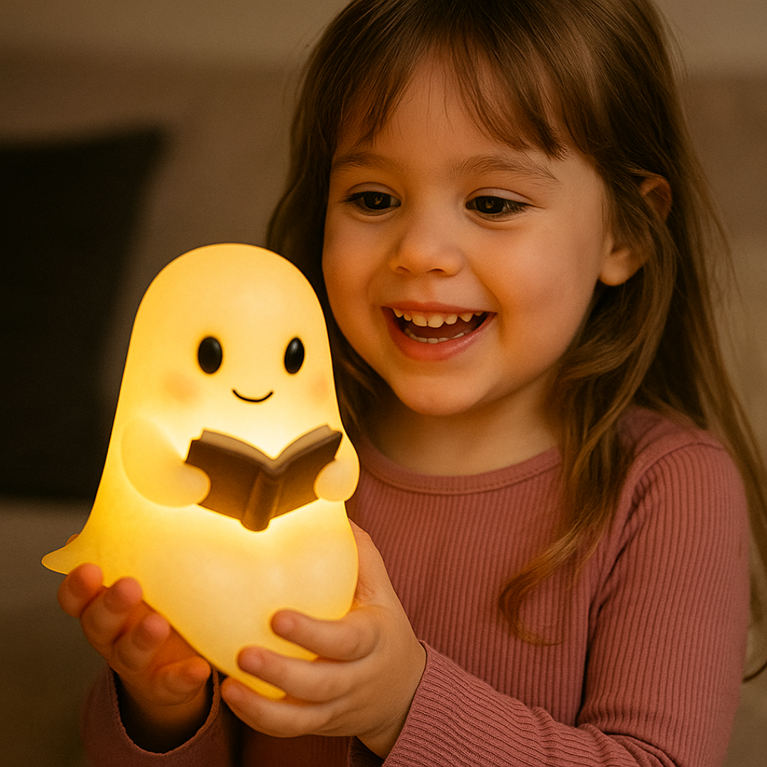 Handmade Ghost Night Light Lamp with Warm White Glow