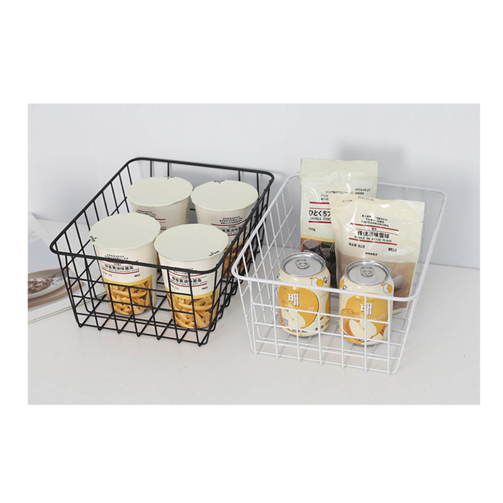 Geometric Iron Wire Storage Basket with Handles