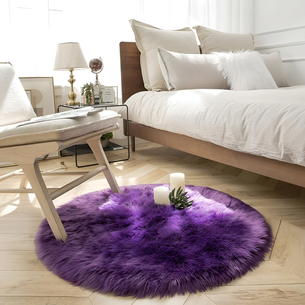 Fluffy Round Plush Area Rug with Non-Slip Backing