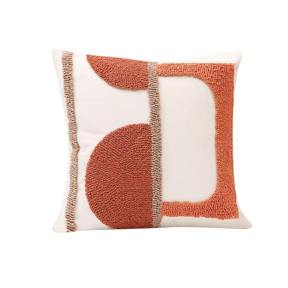Geometric Embroidery Cotton Cushion Cover