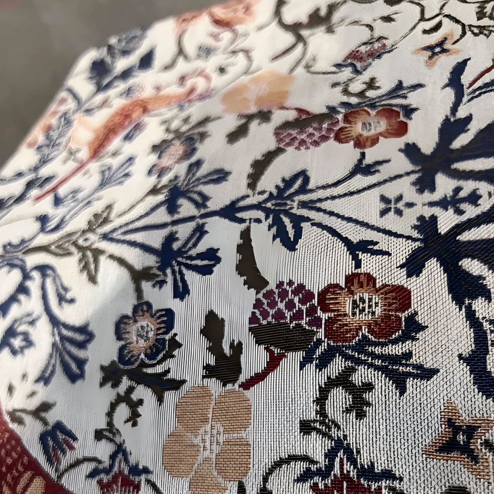 Vintage Floral Bird Jacquard Table Runner with Tasselled Edges