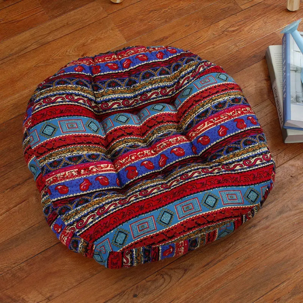 Round Floral Boho Cushion for Floor Seating