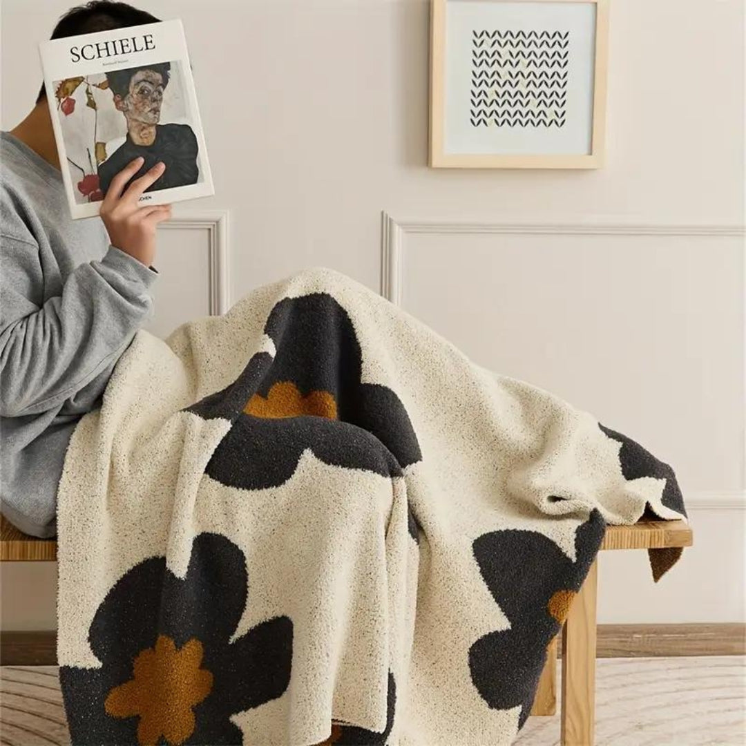 Floral Knitted Blanket for All-Season Comfort