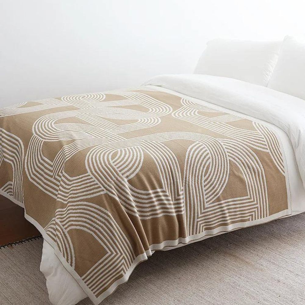 Reversible Geometric Knit Blanket in Ultra-Soft Fabric