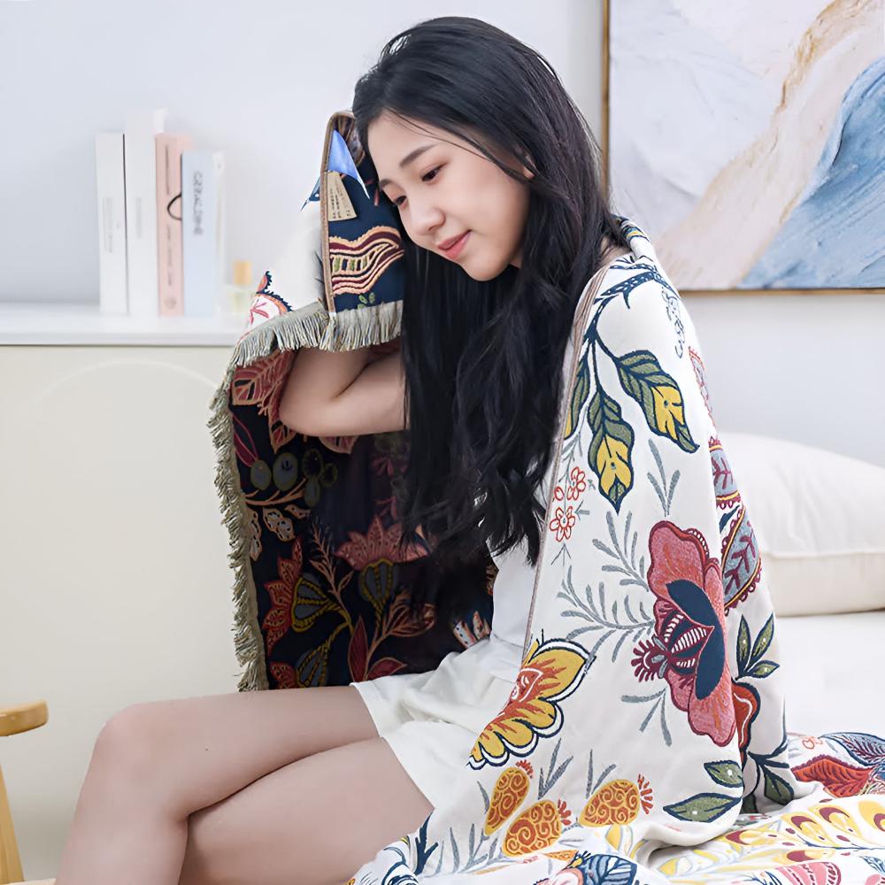 Reversible Floral Cotton Bath Towel