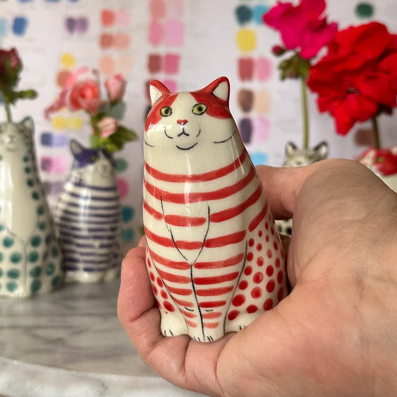 Dotted Cat Ceramic Vase for Flowers