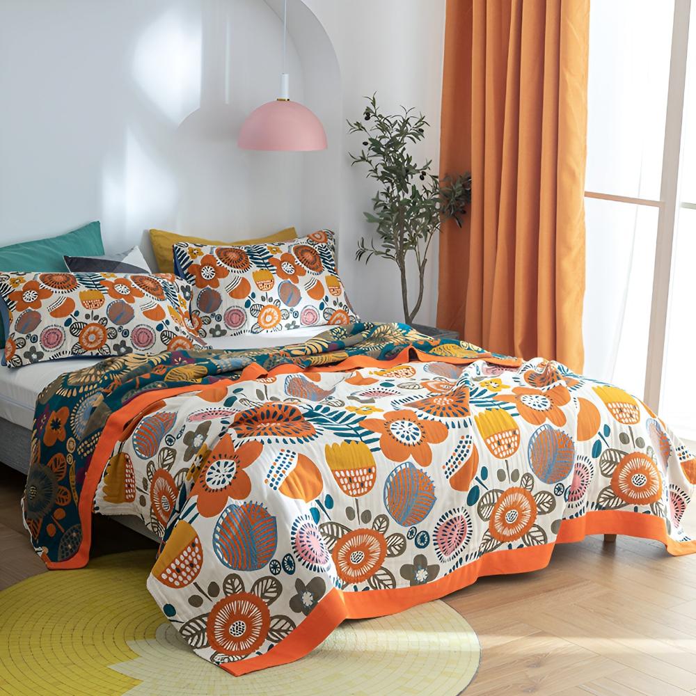 Organic Cotton Boho Flower Blanket
