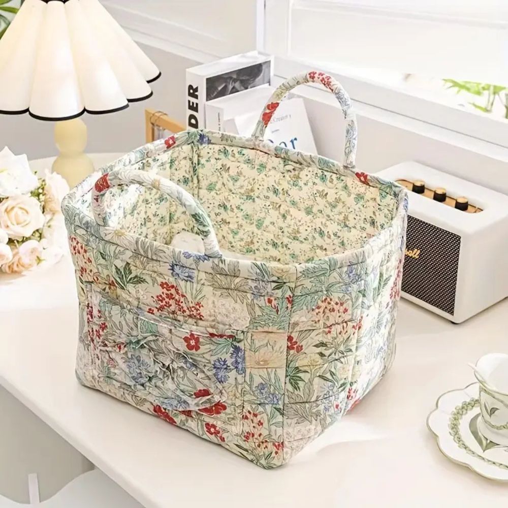 Floral Canvas Storage Basket for Organizing Essentials