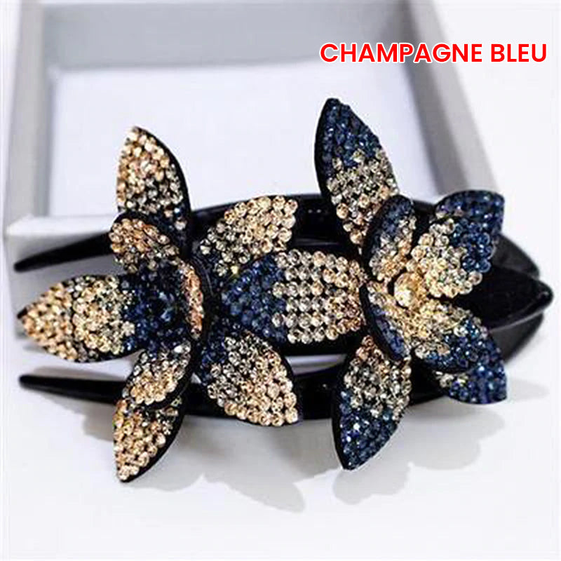 Double Flower Rhinestone Hairpin for Elegant Hairstyles