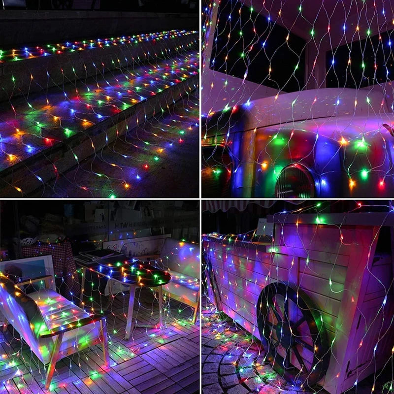 Solar LED Net Light with 8 Modes for Outdoor Decor