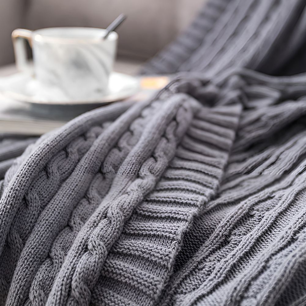 Cable Knit Cotton Throw Blanket