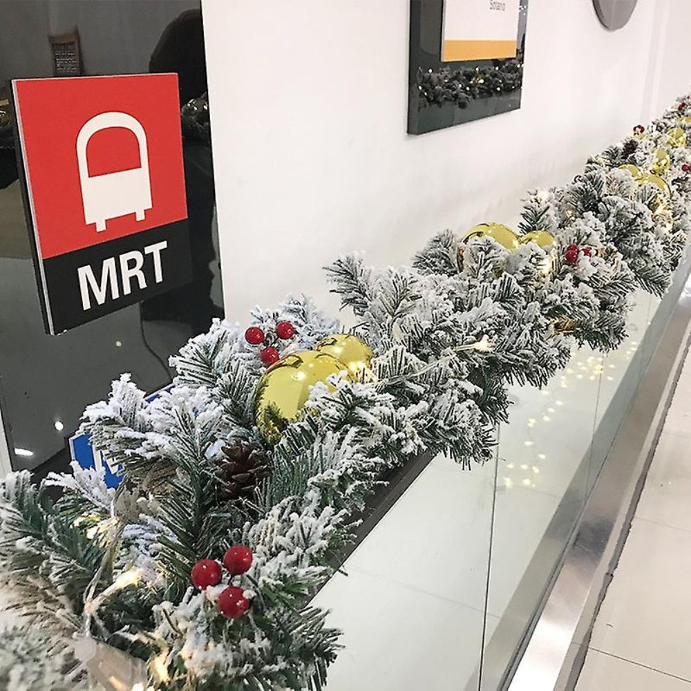 Snow Flocked Christmas Garland with Artificial Pine and Cedar