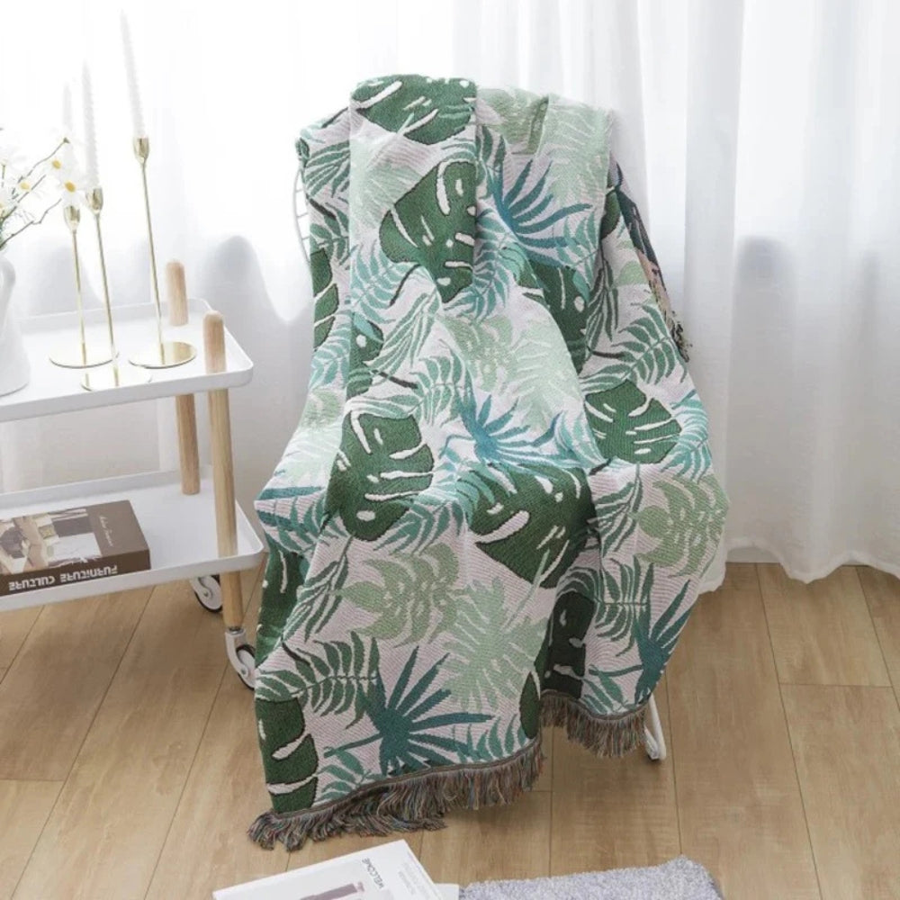 Palm Leaf Tassel Sofa Cover Blanket