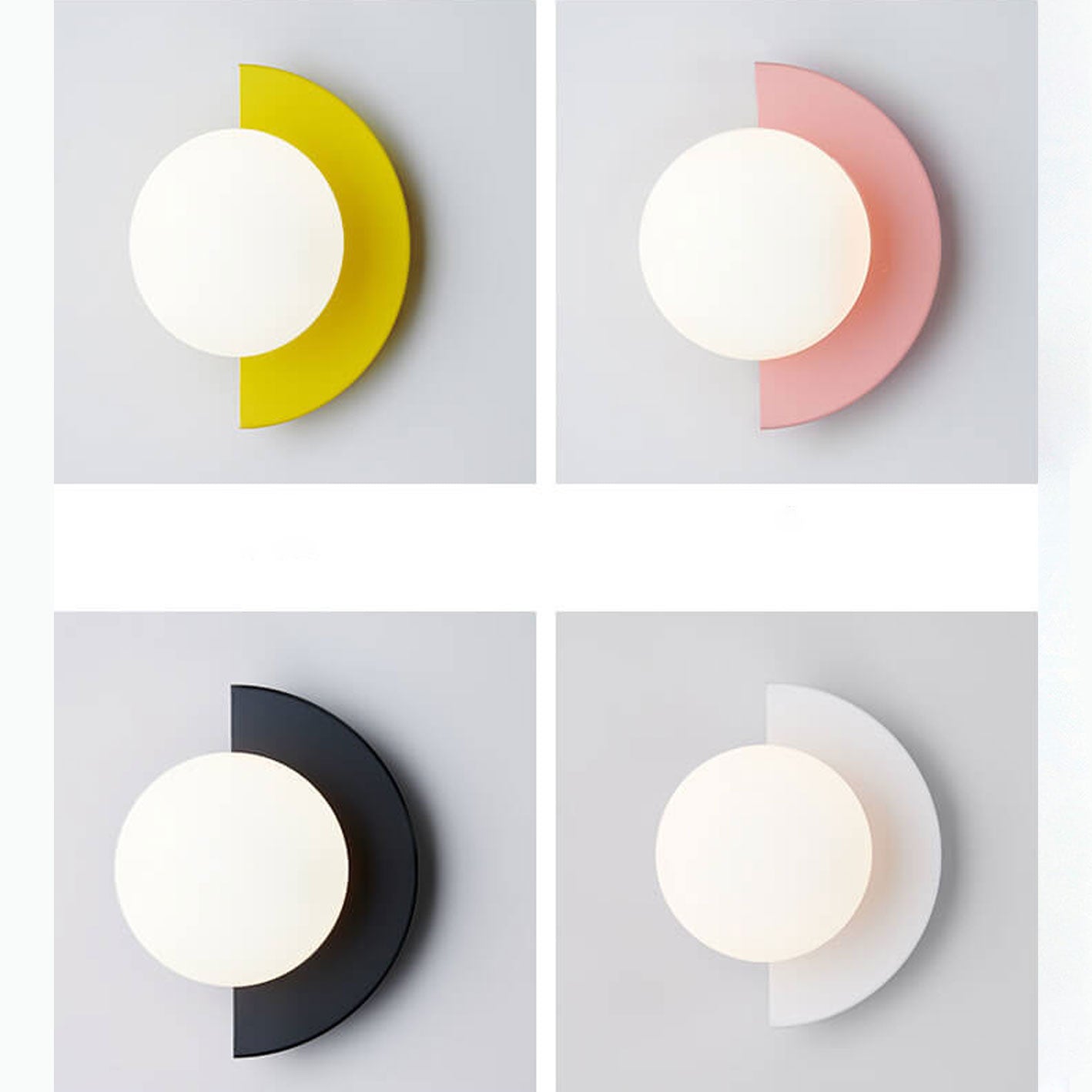 Modern Minimalist Glass Globe Wall Sconce with Semi-Circle Base