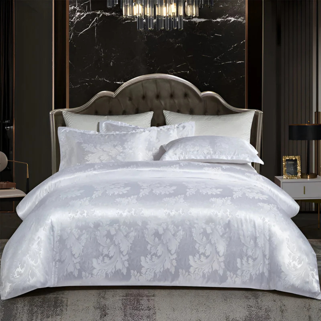 Luxury Satin Floral Duvet Cover Set with Pillowcases