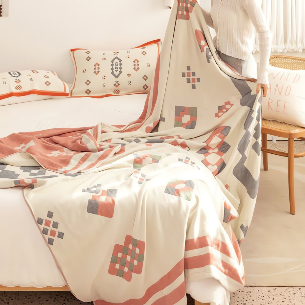 Chevron Pattern Four-Layer Eco-Friendly Cotton Blanket