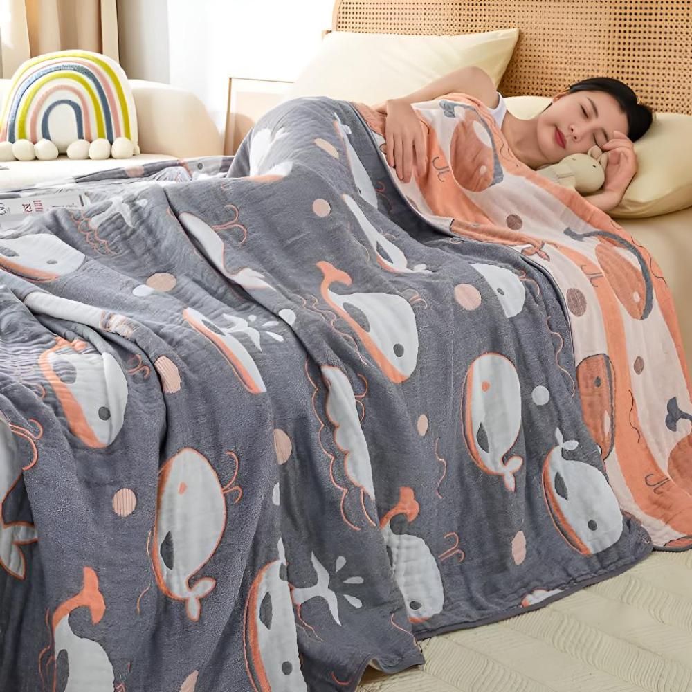 Whale Print Organic Cotton Blanket