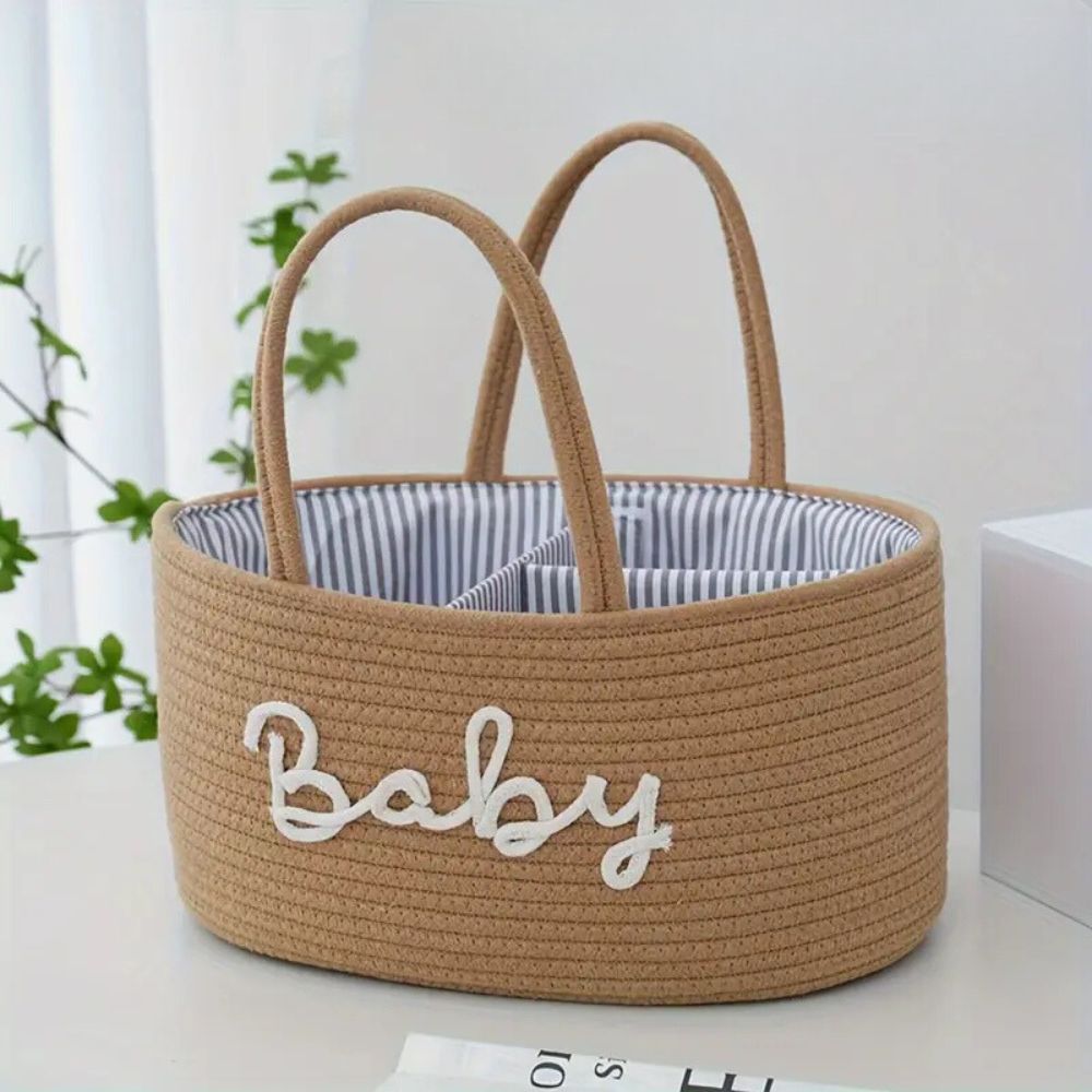 Cotton Rope Baby Caddy Organizer with Removable Divider