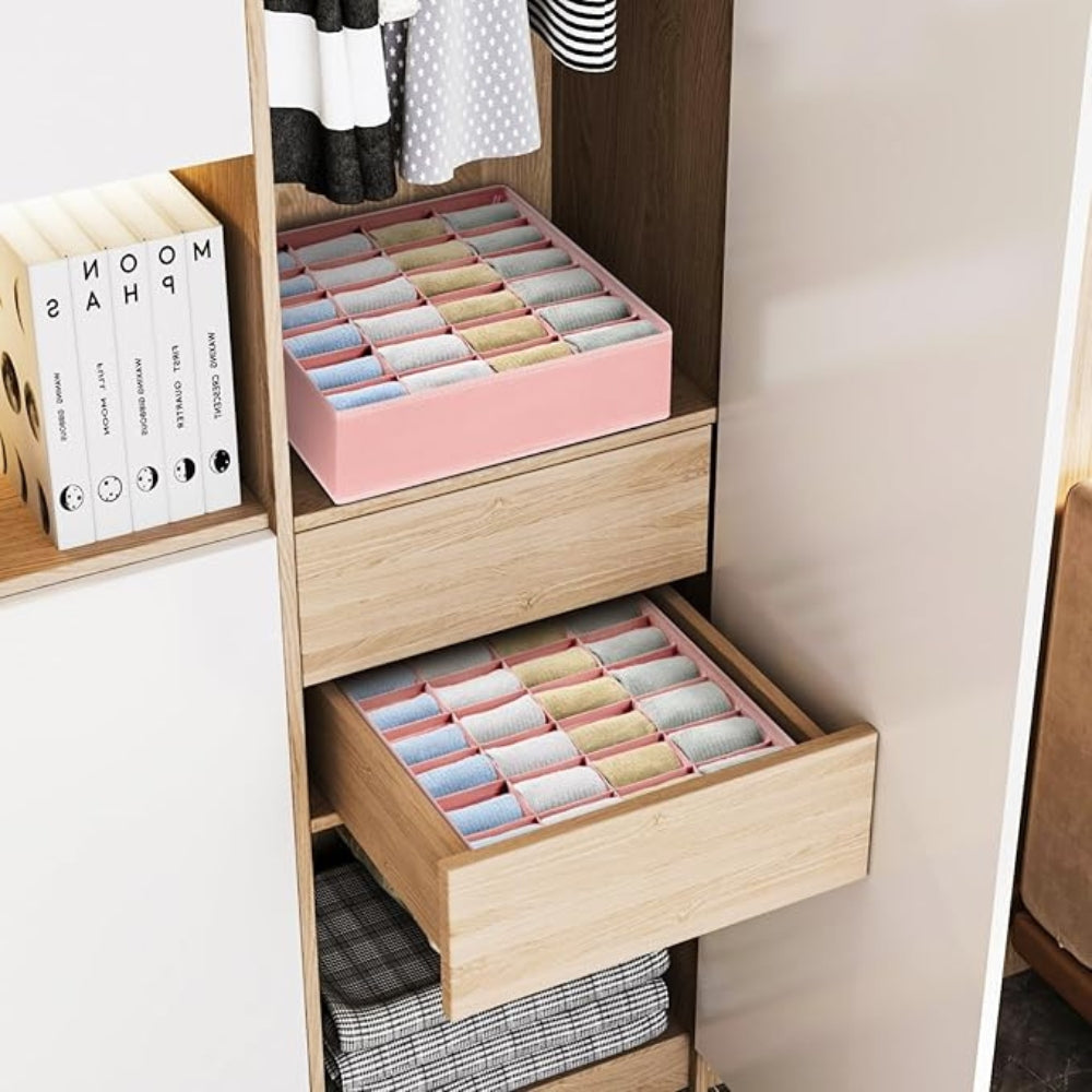 Foldable Sock and Underwear Storage Organizer with 24 Compartments