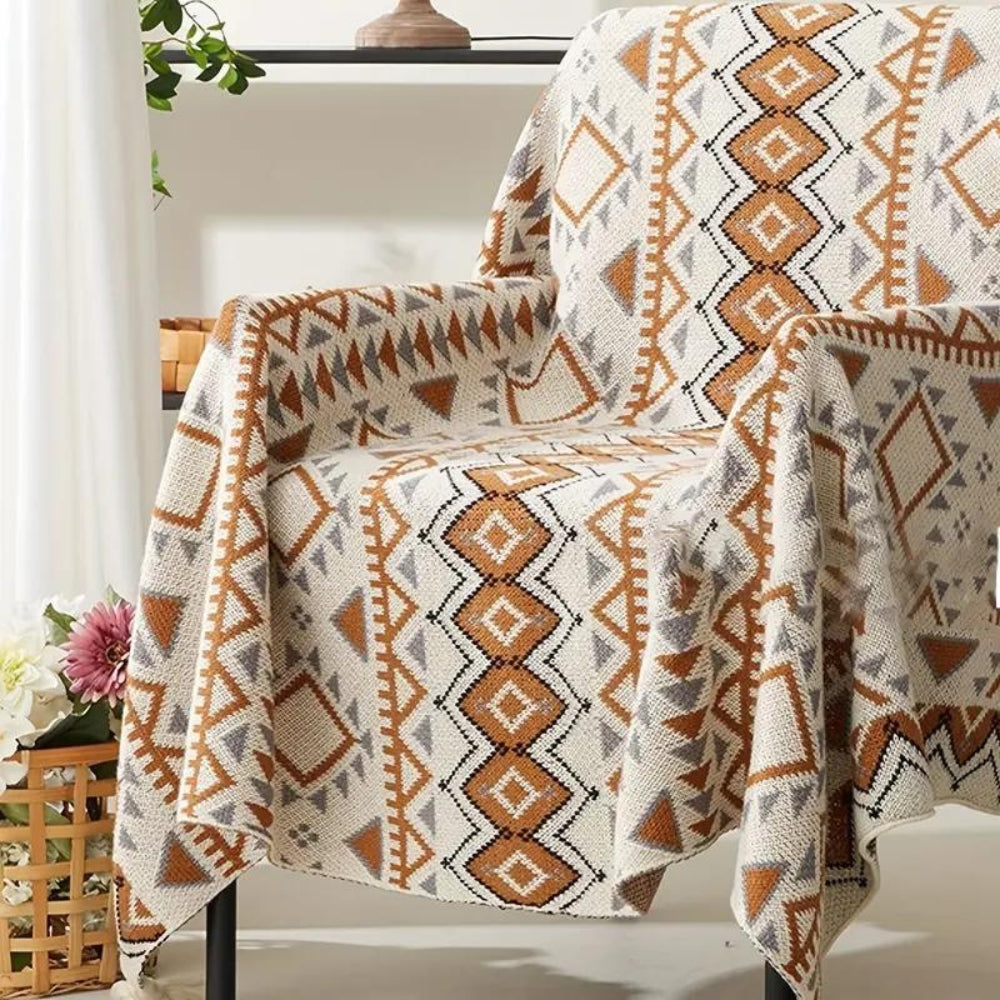 Boho Chic Tassel Blanket in Polyester-Cotton Blend
