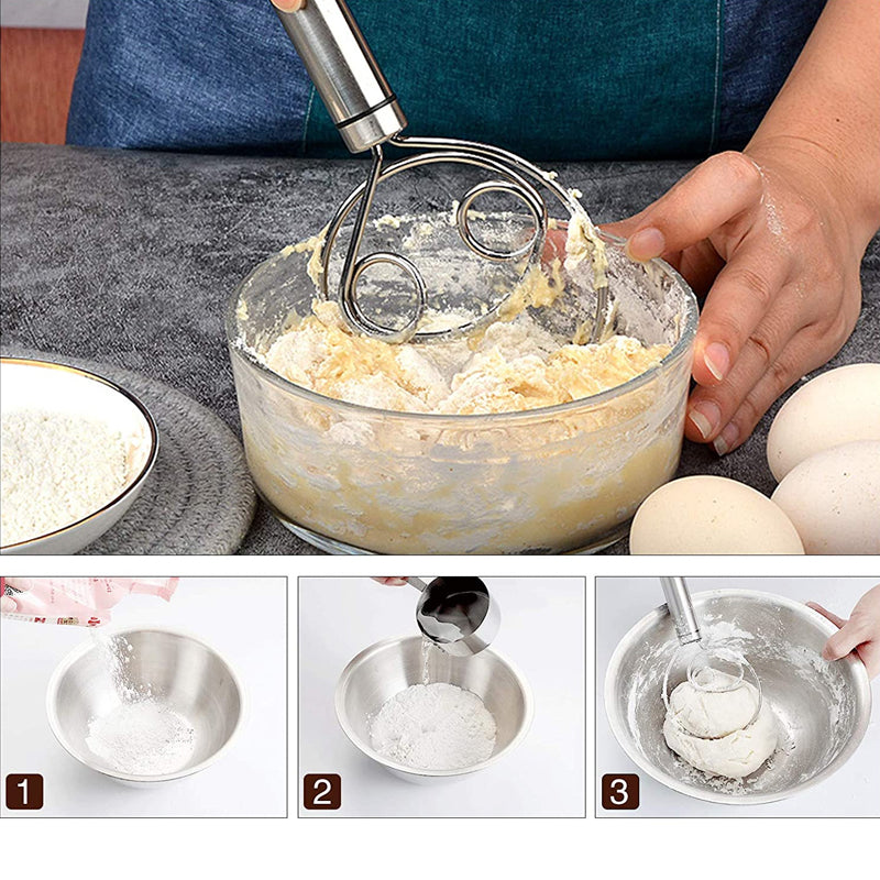Ergonomic Stainless Steel Dough Whisk for Easy Mixing