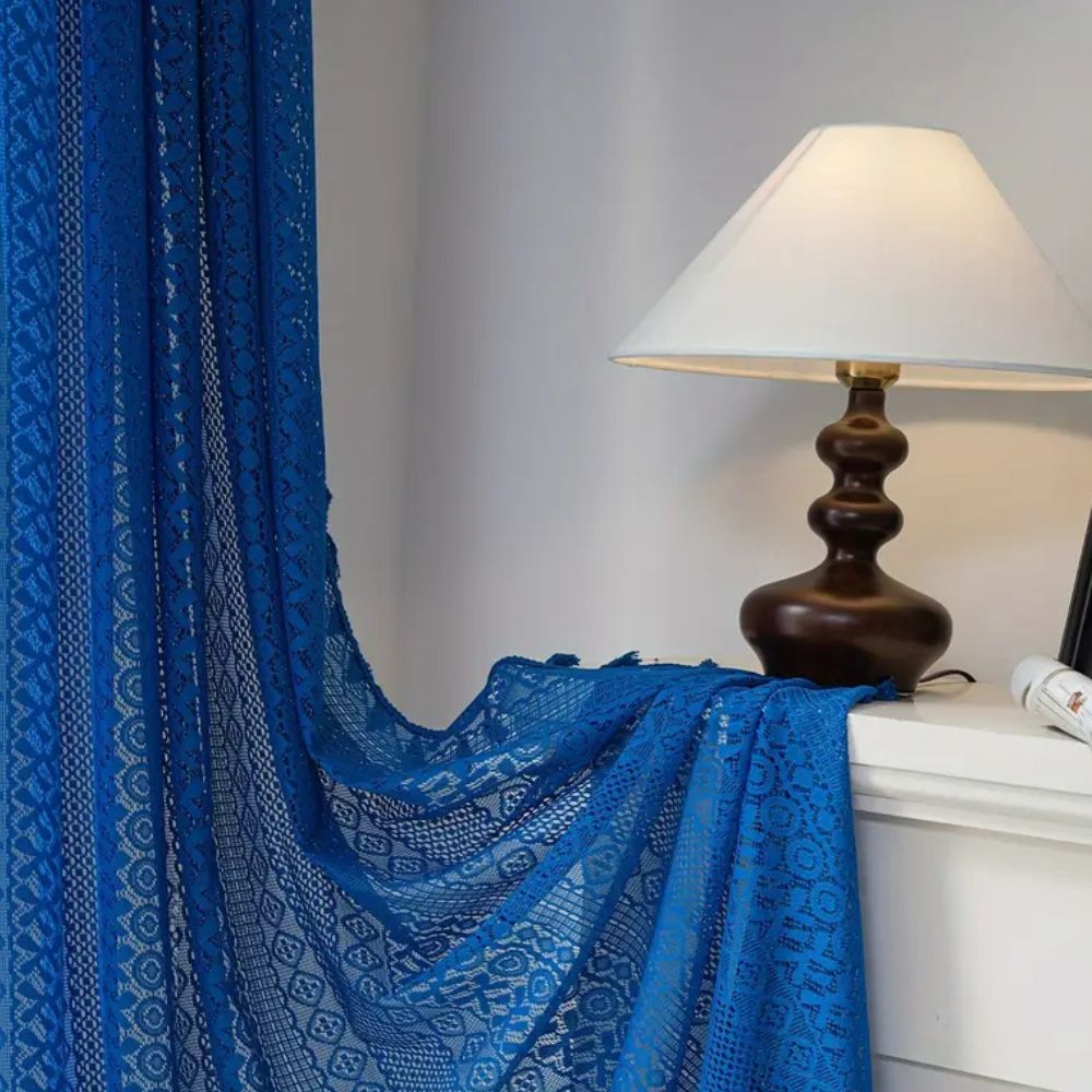 Crochet Lace Tassel Light Filtering Curtain