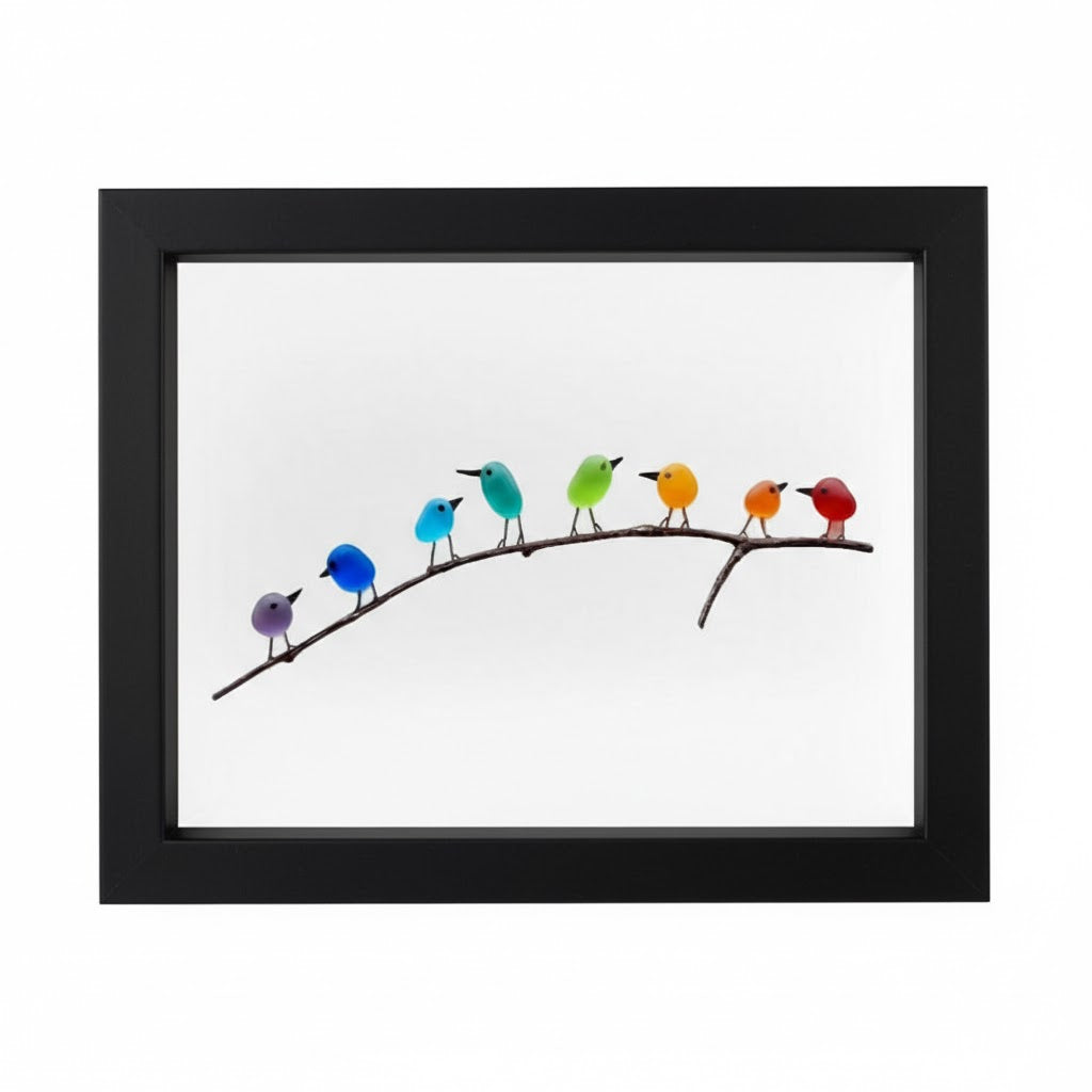 Coastal Sea Glass Bird Wall Art Frame