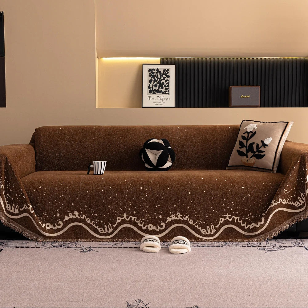 Glittering Cursive Chenille Sofa Cover