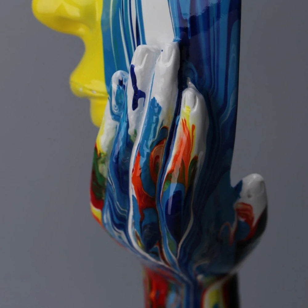 Colorful Female Thinker Art Sculpture - Handcrafted Resin Decor