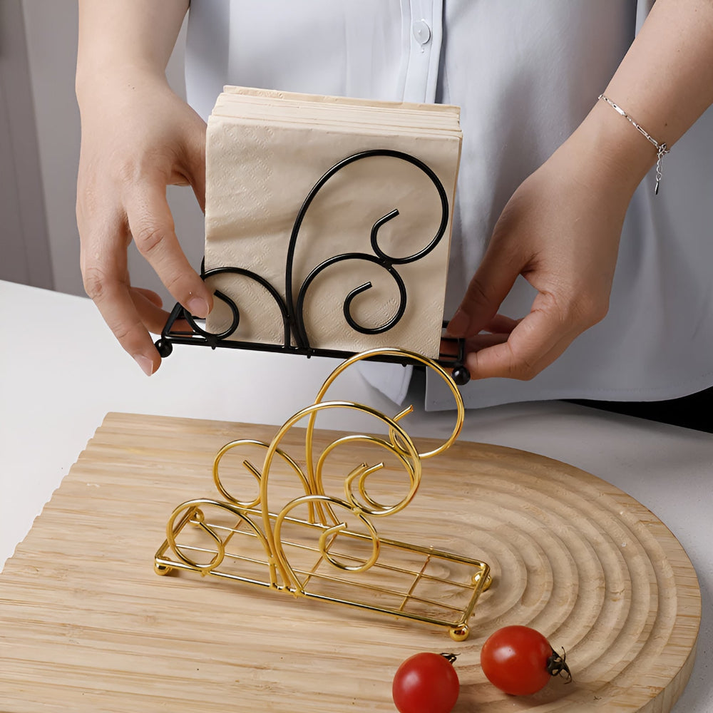 Stylish Iron Swirl Napkin Holder with Anti-Slip Base
