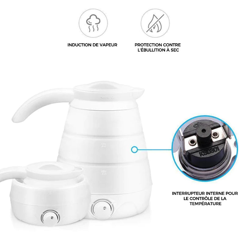 Portable Foldable Silicone Travel Kettle with Universal Plug