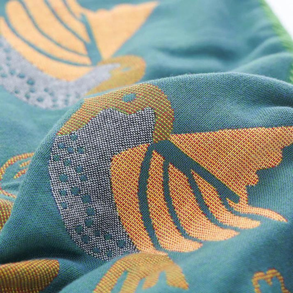 Scandinavian Cotton Gauze Pillowcases with Floral Bird Design