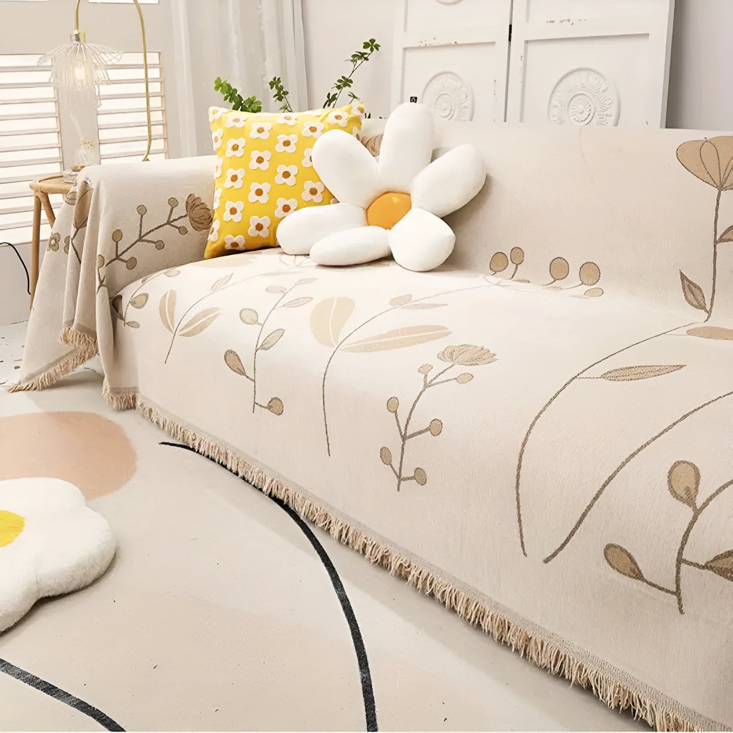 Reversible Floral Microfiber Sofa Cover