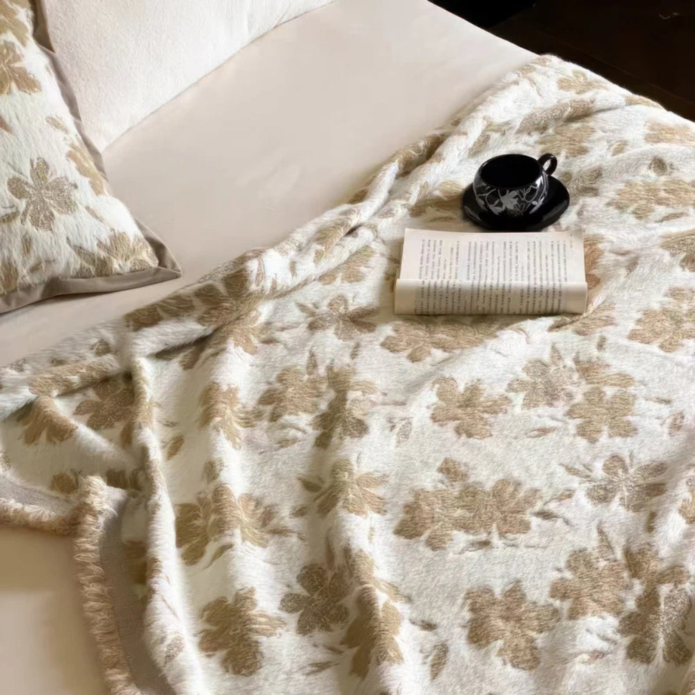 Oriental-Inspired Jacquard Mink Blanket
