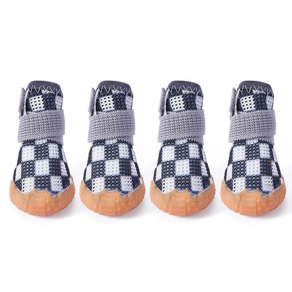 Breathable Mesh Dog Shoes with Reflective Straps and Non-Slip Sole