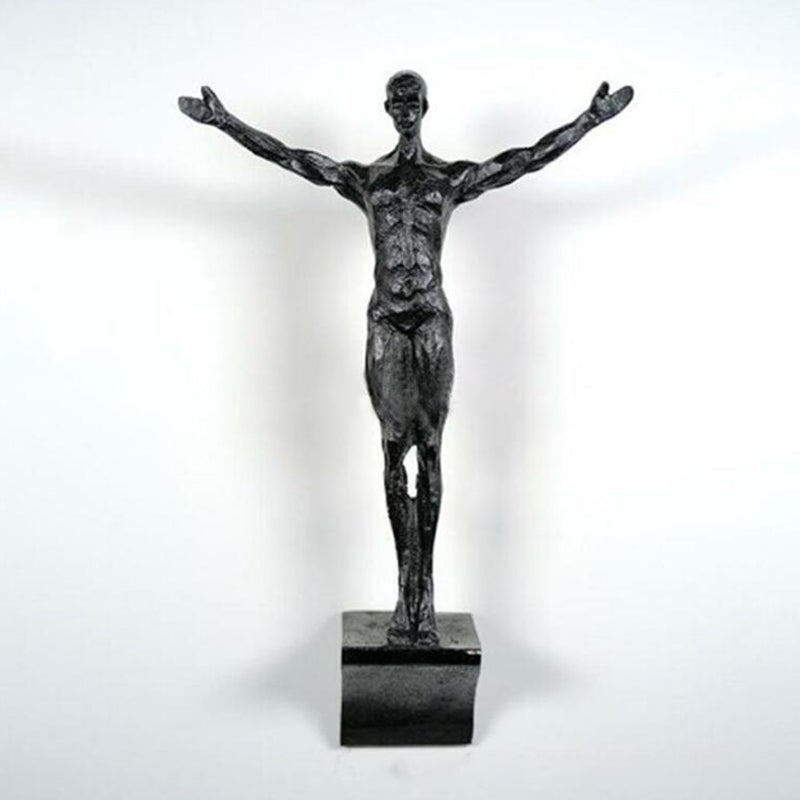 3D Climbing Wall Sculpture - Black Resin Art Figure