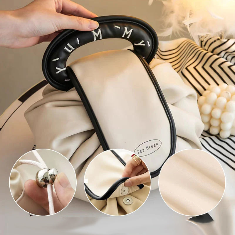 Drawstring Makeup Bag in Waterproof PU Leather