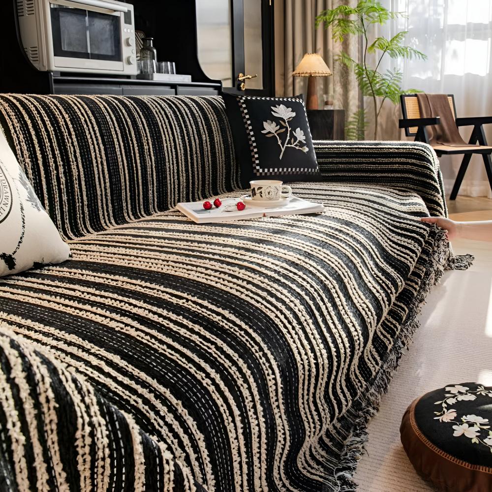 Chenille Stripe Sofa Cover for Stain Protection
